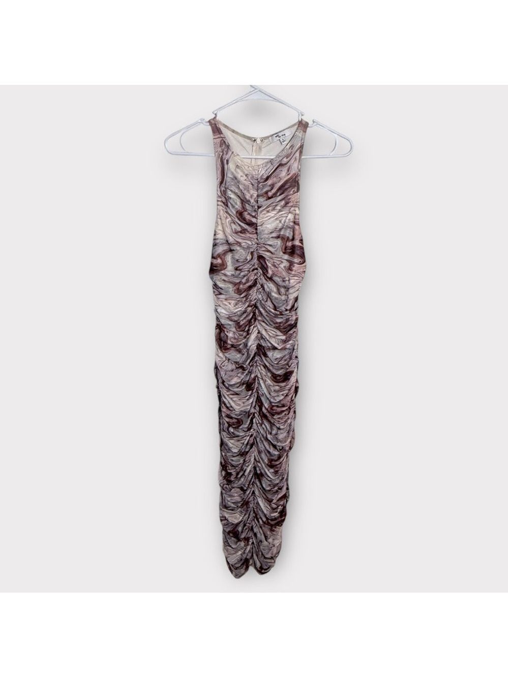 Edit by Nine Marbled Ruched Bodycon Midi Wiggle Dress Small Racertback